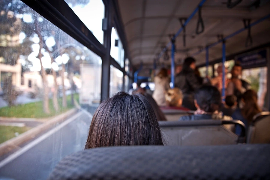 Persons view inside bus